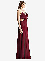 Side View Thumbnail - Burgundy Ruffled Chiffon Cutout Maxi Dress - Jessie