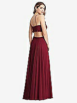 Rear View Thumbnail - Burgundy Ruffled Chiffon Cutout Maxi Dress - Jessie