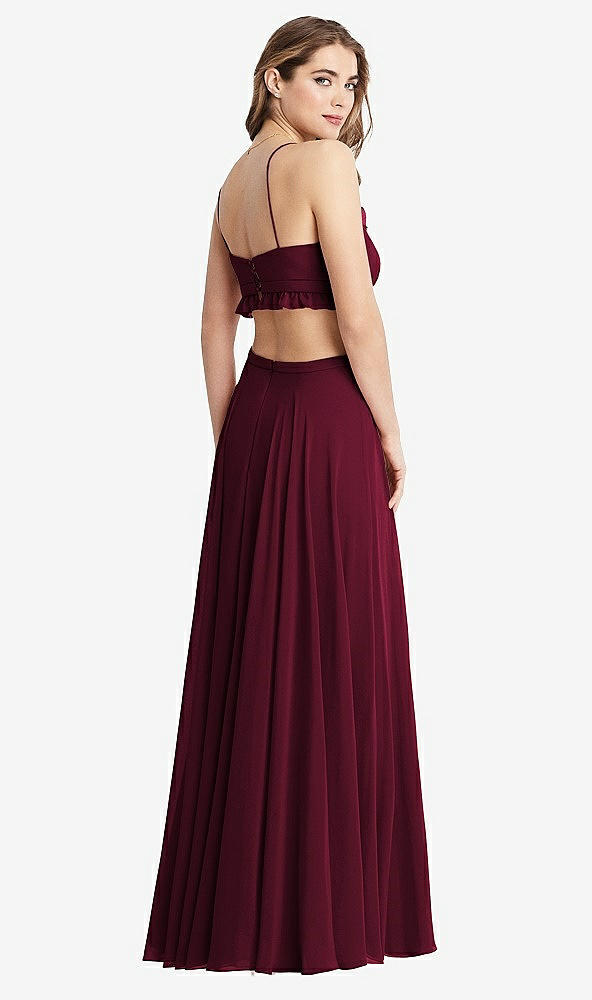 Back View - Cabernet Ruffled Chiffon Cutout Maxi Dress - Jessie