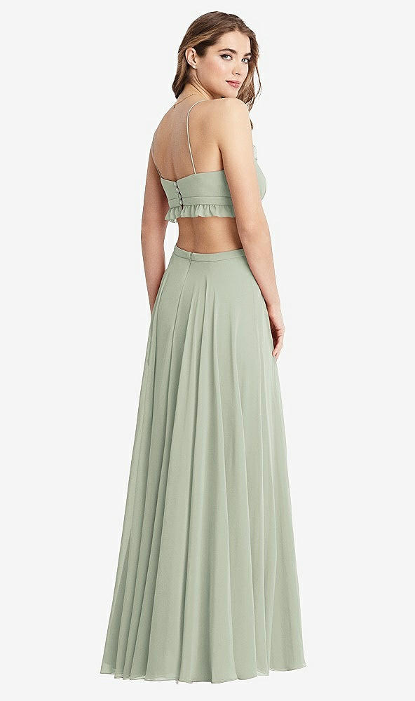 Back View - Celadon Ruffled Chiffon Cutout Maxi Dress - Jessie