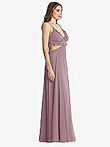 Side View Thumbnail - Dusty Rose Ruffled Chiffon Cutout Maxi Dress - Jessie