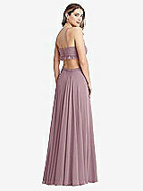 Rear View Thumbnail - Dusty Rose Ruffled Chiffon Cutout Maxi Dress - Jessie