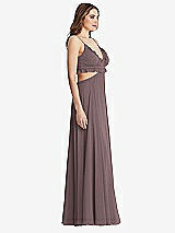 Side View Thumbnail - French Truffle Ruffled Chiffon Cutout Maxi Dress - Jessie