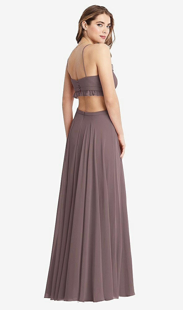 Back View - French Truffle Ruffled Chiffon Cutout Maxi Dress - Jessie