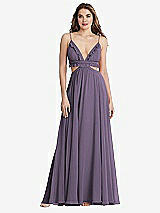 Front View Thumbnail - Lavender Ruffled Chiffon Cutout Maxi Dress - Jessie