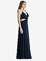 Side View Thumbnail - Midnight Navy Ruffled Chiffon Cutout Maxi Dress - Jessie