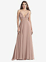 Front View Thumbnail - Neu Nude Ruffled Chiffon Cutout Maxi Dress - Jessie