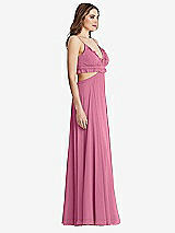 Side View Thumbnail - Orchid Pink Ruffled Chiffon Cutout Maxi Dress - Jessie