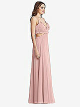 Side View Thumbnail - Rose - PANTONE Rose Quartz Ruffled Chiffon Cutout Maxi Dress - Jessie