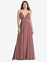 Front View Thumbnail - Rosewood Ruffled Chiffon Cutout Maxi Dress - Jessie