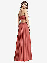 Rear View Thumbnail - Coral Pink Ruffled Chiffon Cutout Maxi Dress - Jessie