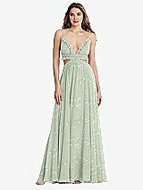 Front View Thumbnail - Vintage Primrose Sage Ruffled Chiffon Cutout Maxi Dress - Jessie