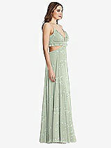 Side View Thumbnail - Vintage Primrose Sage Ruffled Chiffon Cutout Maxi Dress - Jessie