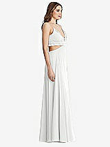 Side View Thumbnail - White Ruffled Chiffon Cutout Maxi Dress - Jessie