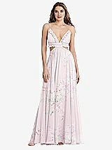 Front View Thumbnail - Watercolor Print Ruffled Chiffon Cutout Maxi Dress - Jessie