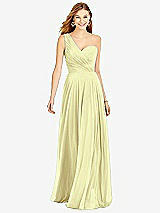 Front View Thumbnail - Butter Yellow One-Shoulder Draped Chiffon Maxi Dress - Dani