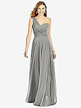 Front View Thumbnail - Chelsea Gray One-Shoulder Draped Chiffon Maxi Dress - Dani