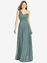 Front View Thumbnail - Icelandic One-Shoulder Draped Chiffon Maxi Dress - Dani