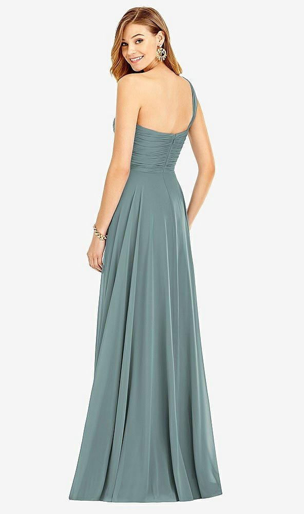 Back View - Icelandic One-Shoulder Draped Chiffon Maxi Dress - Dani