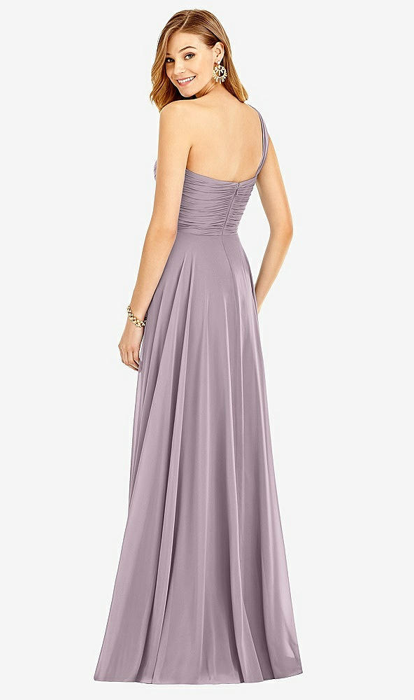 Back View - Lilac Dusk One-Shoulder Draped Chiffon Maxi Dress - Dani