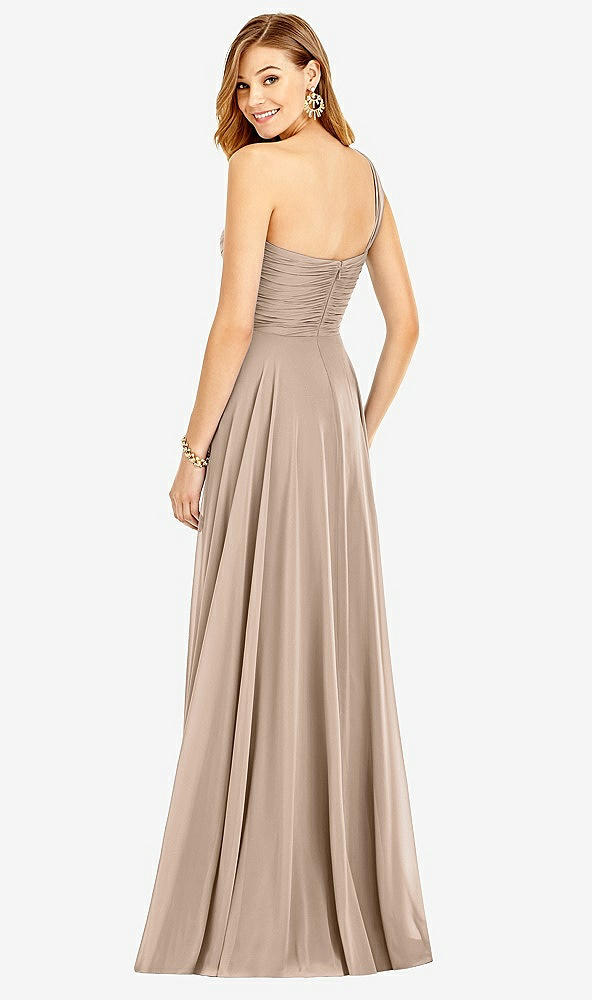 Back View - Topaz One-Shoulder Draped Chiffon Maxi Dress - Dani