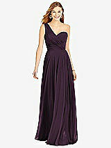 Front View Thumbnail - Aubergine One-Shoulder Draped Chiffon Maxi Dress - Dani