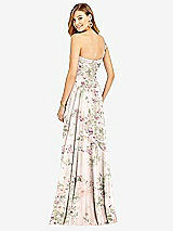 Rear View Thumbnail - Blush Garden One-Shoulder Draped Chiffon Maxi Dress - Dani