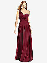 Front View Thumbnail - Burgundy One-Shoulder Draped Chiffon Maxi Dress - Dani