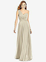 Front View Thumbnail - Champagne One-Shoulder Draped Chiffon Maxi Dress - Dani