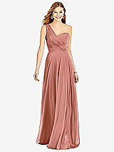 Front View Thumbnail - Desert Rose One-Shoulder Draped Chiffon Maxi Dress - Dani