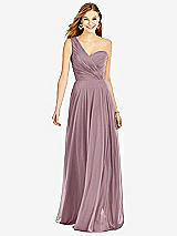 Front View Thumbnail - Dusty Rose One-Shoulder Draped Chiffon Maxi Dress - Dani