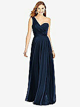 Front View Thumbnail - Midnight Navy One-Shoulder Draped Chiffon Maxi Dress - Dani