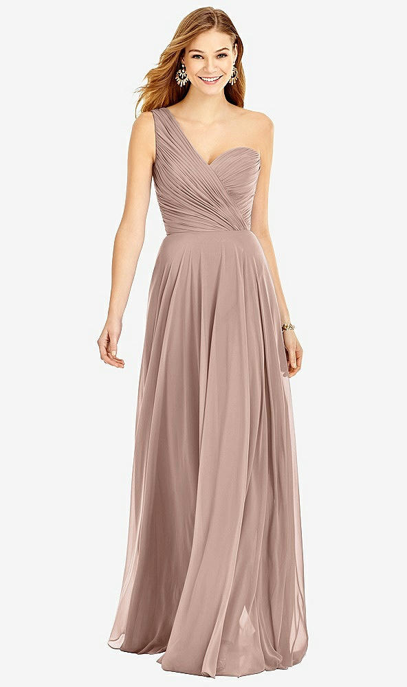 Front View - Neu Nude One-Shoulder Draped Chiffon Maxi Dress - Dani