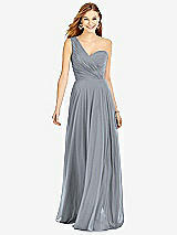 Front View Thumbnail - Platinum One-Shoulder Draped Chiffon Maxi Dress - Dani