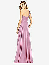 Rear View Thumbnail - Powder Pink One-Shoulder Draped Chiffon Maxi Dress - Dani