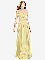 Front View Thumbnail - Pale Yellow One-Shoulder Draped Chiffon Maxi Dress - Dani