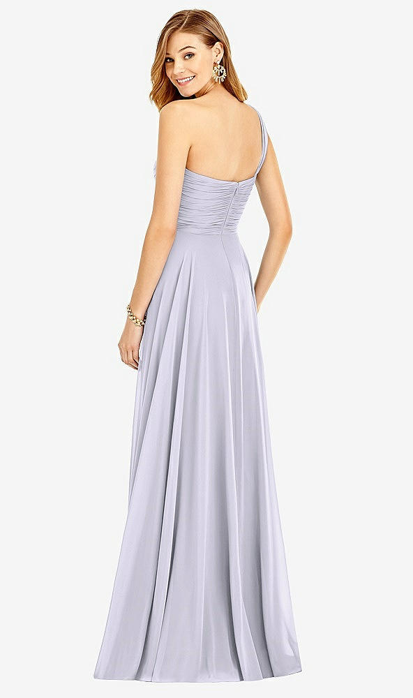 Back View - Silver Dove One-Shoulder Draped Chiffon Maxi Dress - Dani