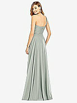 Rear View Thumbnail - Willow Green One-Shoulder Draped Chiffon Maxi Dress - Dani