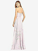 Rear View Thumbnail - Watercolor Print One-Shoulder Draped Chiffon Maxi Dress - Dani