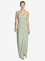 Front View Thumbnail - Celadon One-Shoulder Draped Maxi Dress with Front Slit - Aeryn