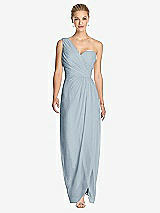 Front View Thumbnail - Mist One-Shoulder Draped Maxi Dress with Front Slit - Aeryn