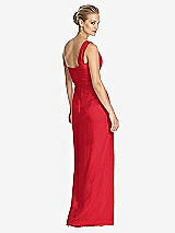 Rear View Thumbnail - Parisian Red One-Shoulder Draped Maxi Dress with Front Slit - Aeryn