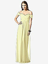 Front View Thumbnail - Butter Yellow Off-the-Shoulder Ruched Chiffon Maxi Dress - Alessia