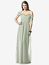 Front View Thumbnail - Celadon Off-the-Shoulder Ruched Chiffon Maxi Dress - Alessia