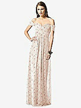 Front View Thumbnail - Coquette Floral Print Off-the-Shoulder Ruched Chiffon Maxi Dress - Alessia