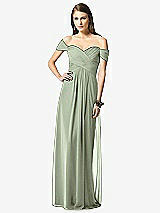 Front View Thumbnail - Sage Off-the-Shoulder Ruched Chiffon Maxi Dress - Alessia