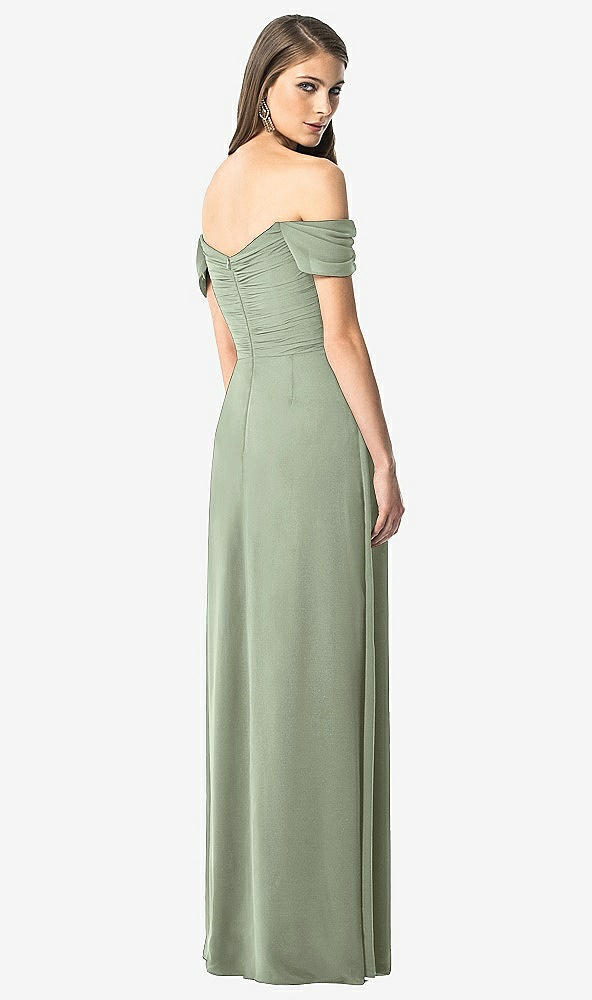 Back View - Sage Off-the-Shoulder Ruched Chiffon Maxi Dress - Alessia