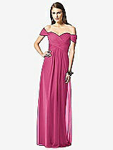 Front View Thumbnail - Tea Rose Off-the-Shoulder Ruched Chiffon Maxi Dress - Alessia