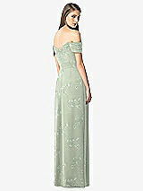 Rear View Thumbnail - Vintage Primrose Sage Off-the-Shoulder Ruched Chiffon Maxi Dress - Alessia