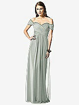 Front View Thumbnail - Willow Green Off-the-Shoulder Ruched Chiffon Maxi Dress - Alessia